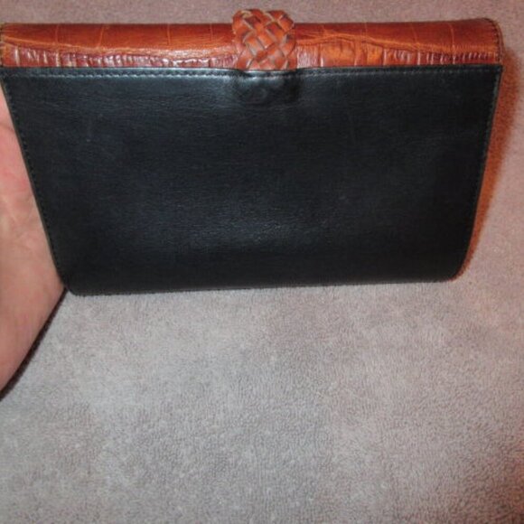 Brighton Leather Crocodile Embossed Checkbook Wallet Clutch Organizer Two Tone - Picture 11 of 12